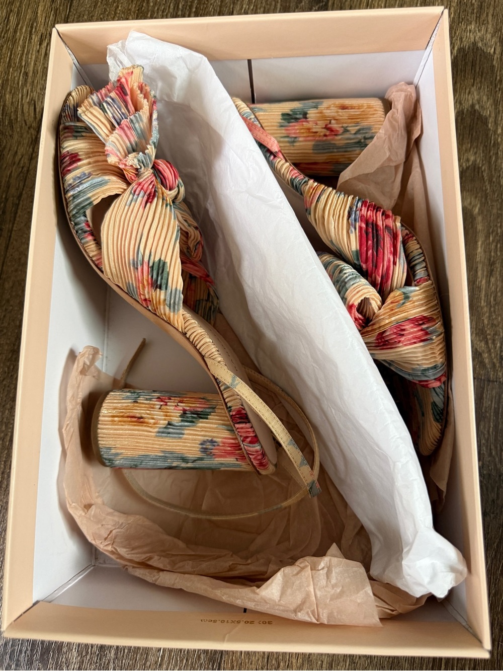 Loeffler Randall Pleated Floral Knot Slingback Heels in Peach Multi